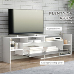 Homcom Tv Cabinet Unit W/ Wall-Mounted Shelf, Open Shelves White And Grey - thumbnail 5
