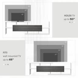 Homcom Tv Cabinet Unit W/ Wall-Mounted Shelf, Open Shelves White And Grey - thumbnail 7