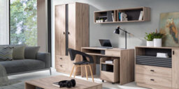 Arten Allmo Computer Desk 120Cm Light Estana Oak And Anthracite With Drawer - thumbnail 3