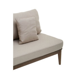 Orsina Rattan Chaise Lounge, Wooden Airy Chaise Lounge For Living Room, Bedroom, Lounger With Grey Cushioning - thumbnail 7