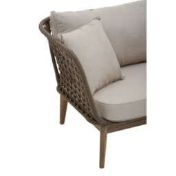 Orsina Rattan Chaise Lounge, Wooden Airy Chaise Lounge For Living Room, Bedroom, Lounger With Grey Cushioning - thumbnail 6