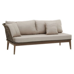 Orsina Rattan Chaise Lounge, Wooden Airy Chaise Lounge For Living Room, Bedroom, Lounger With Grey Cushioning - thumbnail 3