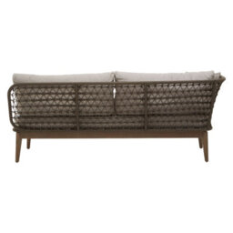 Orsina Rattan Chaise Lounge, Wooden Airy Chaise Lounge For Living Room, Bedroom, Lounger With Grey Cushioning - thumbnail 5