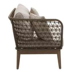 Orsina Rattan Chaise Lounge, Wooden Airy Chaise Lounge For Living Room, Bedroom, Lounger With Grey Cushioning - thumbnail 4