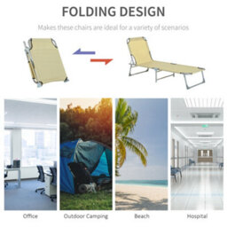Outsunny Camping Cot Picnic Sun Lounger Portable Folding Chaise Chair Patio - thumbnail 7
