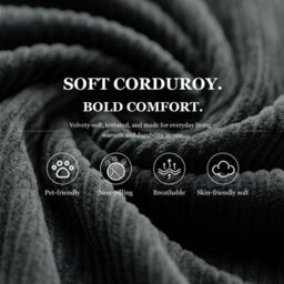 Luckracer Boneless Corner Sofa Couch Cloud Modular Sectional Sofa L Shaped Memory Foam Corduroy 245Cm, Right Facing Chaise Grey - thumbnail 5