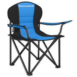 LEDREM Folding Camping Chair, With Comfortable Sponge Seat, Cup Holder, Heavy Duty Structure, Max Load Capacity 250 Kg, Blue And Black - thumbnail 2