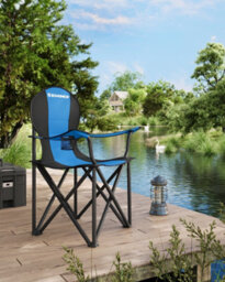 LEDREM Folding Camping Chair, With Comfortable Sponge Seat, Cup Holder, Heavy Duty Structure, Max Load Capacity 250 Kg, Blue And Black - thumbnail 1