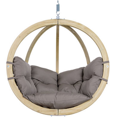 Amazonas Globo Wooden Hanging Egg Chair Taupe Grey - image 1