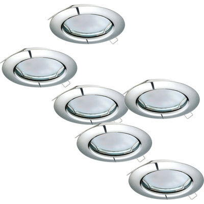 Stylish 2 Pack And 3 Pack Chrome Steel Flush Recessed Ceiling Downlights With Gu10 Bulbs - image 1