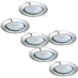 Stylish 2 Pack And 3 Pack Chrome Steel Flush Recessed Ceiling Downlights With Gu10 Bulbs - thumbnail 1