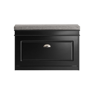 Sobuy Fsr82-L-Sch,narrow Shoe Storage Bench Shoe Cabinet With Flip Drawer,black,w75Xd24Xh52 - image 1