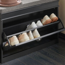 Sobuy Fsr82-L-Sch,narrow Shoe Storage Bench Shoe Cabinet With Flip Drawer,black,w75Xd24Xh52 - thumbnail 9