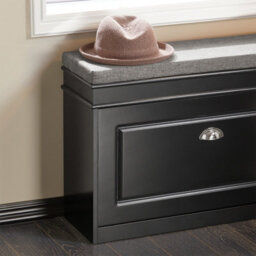 Sobuy Fsr82-L-Sch,narrow Shoe Storage Bench Shoe Cabinet With Flip Drawer,black,w75Xd24Xh52 - thumbnail 6