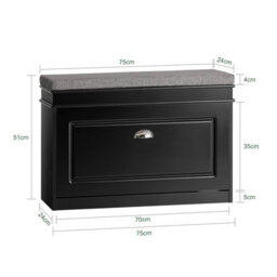 Sobuy Fsr82-L-Sch,narrow Shoe Storage Bench Shoe Cabinet With Flip Drawer,black,w75Xd24Xh52 - thumbnail 3
