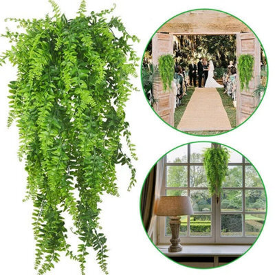Artificial Hanging Fern Plants 4 Pack 80Cm Green Trailing Foliage For Home And Garden - image 1