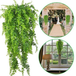Artificial Hanging Fern Plants 4 Pack 80Cm Green Trailing Foliage For Home And Garden - thumbnail 1