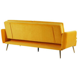 Beliani Sofa Bed 3 Seater Vettre Velvet Yellow - thumbnail 7