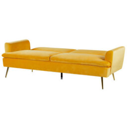 Beliani Sofa Bed 3 Seater Vettre Velvet Yellow - thumbnail 6