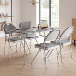 4Pcs Folding Chairs Outdoor Padded Stackable Chair With Metal Frame - thumbnail 3