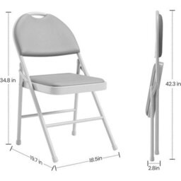 4Pcs Folding Chairs Outdoor Padded Stackable Chair With Metal Frame - thumbnail 2