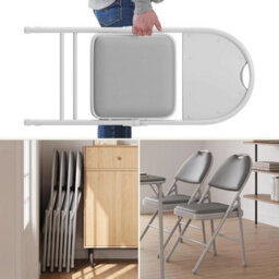 4Pcs Folding Chairs Outdoor Padded Stackable Chair With Metal Frame - thumbnail 5