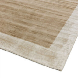 Beige Viscose Easy To Clean Bordered Luxurious , Modern Rug For Living Room, Bedroom - 160 X 160 (Square) - thumbnail 3