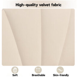 Abrihome Velvet Upholstered Single Bed, Shell-Like Bed With Golden Iron Legs, Height-Adjustable Headboard, Beige - thumbnail 2