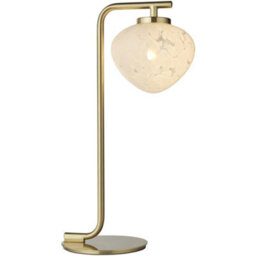 Loops Satin Brass Plate Task Table Lamp - White Confetti Glass Shade - 3W Led G9
