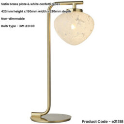 Loops Satin Brass Plate Task Table Lamp - White Confetti Glass Shade - 3W Led G9 - thumbnail 2