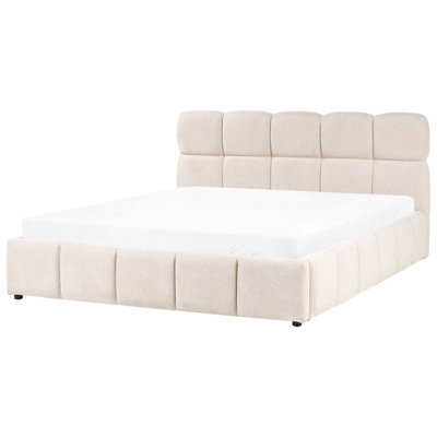 Beliani Ottoman Bed Fabric Noyon 180 X 200 Cm (Eu Super King) Light Beige - image 1