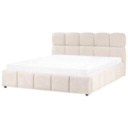 Beliani Ottoman Bed Fabric Noyon 180 X 200 Cm (Eu Super King) Light Beige - thumbnail 1