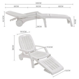 Breeins Outdoor & Garden Sunloungers Foldable White Plastic Lounge Chair Recliner With Wheels - thumbnail 8