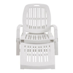 Breeins Outdoor & Garden Sunloungers Foldable White Plastic Lounge Chair Recliner With Wheels - thumbnail 3