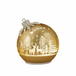 Xample Glass Rotating Ball Ornaments Set Of 2, Illuminated Led Christmas Decorations, Winter Forest Design, Aa Batteries Included - thumbnail 6