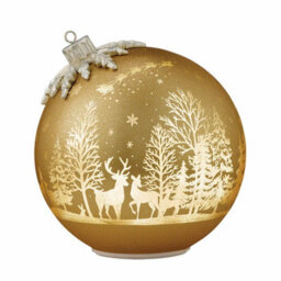 Xample Glass Rotating Ball Ornaments Set Of 2, Illuminated Led Christmas Decorations, Winter Forest Design, Aa Batteries Included - thumbnail 5