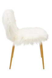 Orsina Stylish Sofa With Gold Finish Legs, Crisp White Seat 2 Seater Sofa For Bedroom, Faux Fur Upholstered Couch - thumbnail 5