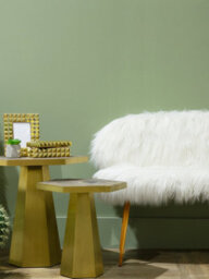 Orsina Stylish Sofa With Gold Finish Legs, Crisp White Seat 2 Seater Sofa For Bedroom, Faux Fur Upholstered Couch - thumbnail 2