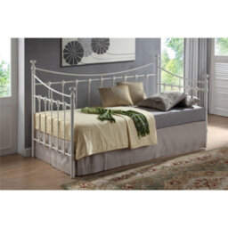 TL Beds Shell Detailed Ivory Metal Day Bed Frame - Single 3Ft