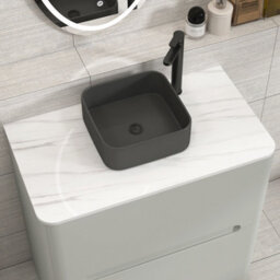 Royal Bathrooms Venice 800mm Dove Grey Freestanding Bathroom Countertop Vanity Unit 2 Drawer With Art Square Basin - thumbnail 6
