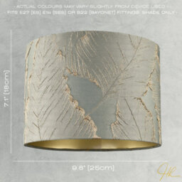 Happy Homewares Dusty Silver Jacquard Cotton Lamp Shade With Gold Leaf Foil Leaves - thumbnail 7