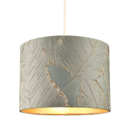 Happy Homewares Dusty Silver Jacquard Cotton Lamp Shade With Gold Leaf Foil Leaves - thumbnail 2
