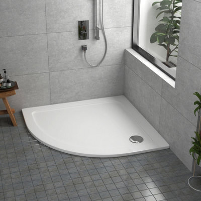 Royal Bathrooms 800 X 800mm Quadrant Stone Shower Enclosure Tray Gloss White 30mm Slimline - image 1