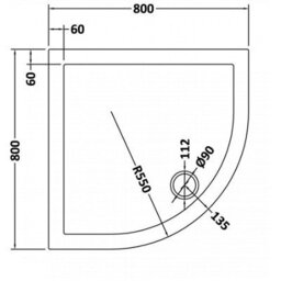 Royal Bathrooms 800 X 800mm Quadrant Stone Shower Enclosure Tray Gloss White 30mm Slimline - thumbnail 7