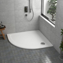 Royal Bathrooms 800 X 800mm Quadrant Stone Shower Enclosure Tray Gloss White 30mm Slimline - thumbnail 1