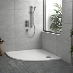 Royal Bathrooms 800 X 800mm Quadrant Stone Shower Enclosure Tray Gloss White 30mm Slimline - thumbnail 4