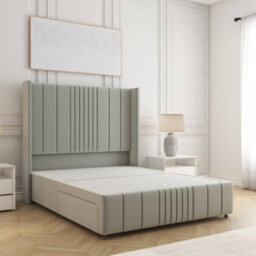 Bsspoke Elise Divan Bed Set Silver Plush Velvet With 54Inch Headboard & Footboard & No Drawers No Mattress In All Sizes - thumbnail 1