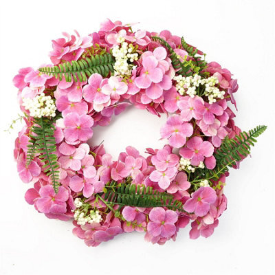 Leaf 40Cm Artificial Pink Floral Blossom Wreath - image 1