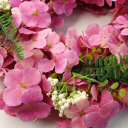 Leaf 40Cm Artificial Pink Floral Blossom Wreath - thumbnail 2