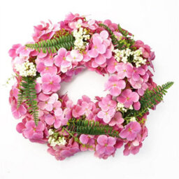 Leaf 40Cm Artificial Pink Floral Blossom Wreath - thumbnail 1